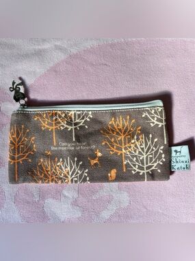 Shinzi Katoh Forest Doe Print Canvas Zipper Pouch Pencil Case - Brown & Orange